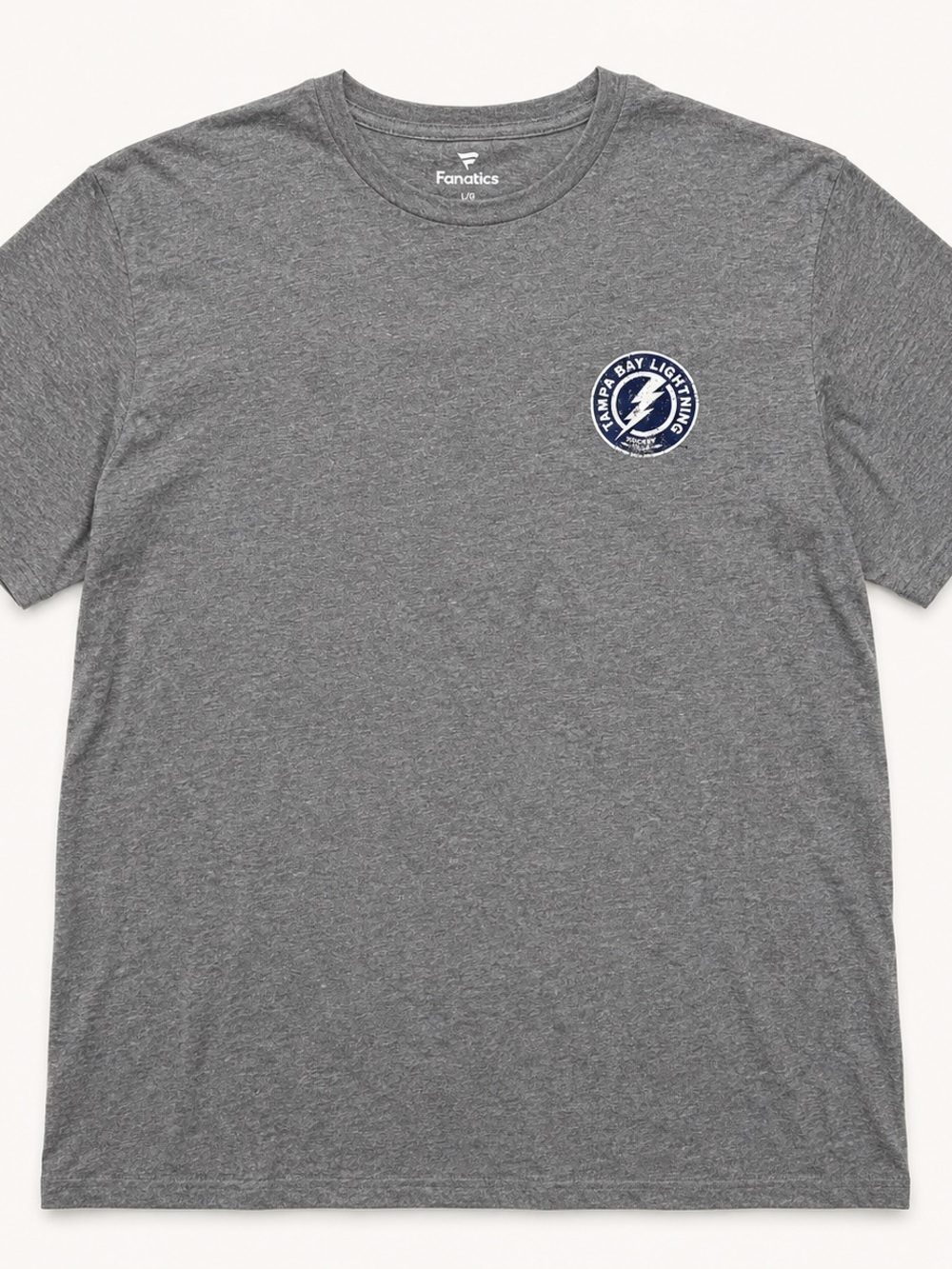 Fanatics Tampa Bay Lightning Gray Distressed Logo Hockey T-Shirt size large